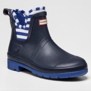 Hunter Striped Blue Ankle Boots Size 4 Boys